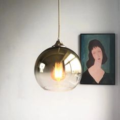 Sleek 1-Head Pendant Light With Global Gradient Glass Shade For Dining Room Suspension Lighting Kit Glass Gradient, Simple Pendant Light, Kitchen Led Lighting, Globe Design, Suspension Lighting, Gold Globe, Pendant Light Kit, Metal Pendant Light, Industrial Pendant Lights