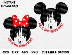 mickey and minnie mouse ears with red bow svg dxf eps png