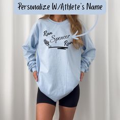 This long sleeve shirt is a Cross Country shirt that can be personalized with your child's! This is a great gift for any mom of a cross country runner! Perfect for Mother's Day, Christmas, Birthdays, or the beginning of cross country season! LOOKING FOR OTHER CROSS COUNTRY PRODUCTS? CLICK HERE: https://etsy.me/3ntw3g5 ⭐️HOW TO PERSONALIZE & ORDER⭐️ 1 - Select shirt color 2 - Select shirt size 3 - Add your Athlete's Name in the personalization box. 4 - Click "Add-To-Cart" 5 - For multiple items, Custom Text Long Sleeve Tops For Gifts, Pre-shrunk Long Sleeve T-shirt As A Gift, Long Sleeve Pre-shrunk T-shirt As Gift, Personalized Long Sleeve Cotton T-shirt, Personalized Long Sleeve T-shirt With Letter Print, Personalized Long Sleeve Tops With Custom Text, Customizable Long Sleeve T-shirt, Personalized Long Sleeve White T-shirt, Personalized Long Sleeve Casual Tops