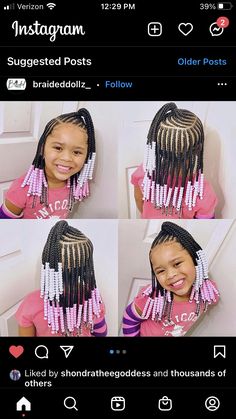 Braided Hairstyles For Little Black Girls With Beads, Two Year Old Braiding Styles, Kids Braided Hairstyles With Beads, Braided Hairstyles For 10 Years, Kids Beads Hairstyle, Lil Girl Hairstyles Braids, Toddler Braided Ponytail With Beads