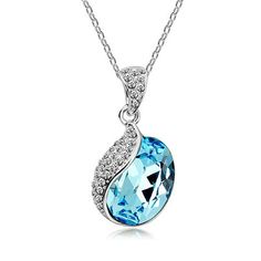 Wrapables Silver Plated Crystal Raindrop Necklace Blue Crystal Drop Necklaces, Blue Crystal Drop Necklace, Raindrop Necklace, Earring Jewelry Box, Barware Accessories, Lace Tape, Towel Crafts, Pencil Case Stationery, Baby Hair Accessories