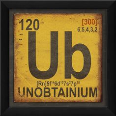 an old yellow and black sign with the word ub in it's center