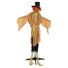 a scarecrow with long hair and a top hat