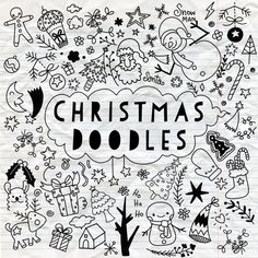 christmas doodles on lined paper with black and white images in the background stock photo