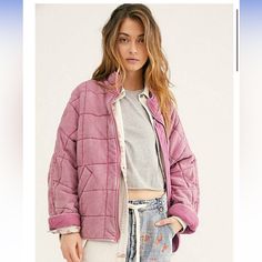 Size Medium Free People Pink Dolman Quilted Jacket Free People Puffer Jacket, Spring Quilted Long Sleeve Jacket For Layering, Spring Long Sleeve Quilted Jacket For Layering, Spring Casual Quilted Jacket For Layering, Casual Spring Quilted Jacket For Layering, Pink Quilted Jacket For Fall, Relaxed Fit Long Sleeve Quilted Jacket For Spring, Oversized Casual Quilted Jacket For Spring, Pink Long Sleeve Quilted Jacket For Fall