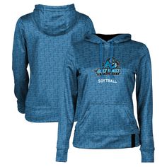 a women's blue hoodie sweatshirt with the words kervy on it