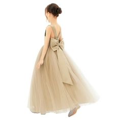 This gorgeous flower girl dress features an open back satin bodice with an elegant pre-tied bow in the back. The tulle skirt has 6 layers, top 3 layers are made of tulle. The 4rd is a layer of satin lining, 5rd layer is an attached crinoline netting for additional fullness and the 6th layer is another layer of soft satin lining to bring comfort to your little girl while wearing the dress. Perfect for princess party, wedding, holiday, theme party, ceremony, birthday, stage performance, photo shoot, daily wear, and other special occasions. Size: 10.  Color: Gold.  Gender: female.  Age Group: toddler. Halter Flower Girl Dress, Dresses For Flower Girls, Formal Flower Girl, Baptism Dresses, Satin Flower Girl Dress, Tulle Flower Girl Dress, Princess Flower Girl Dresses, Ivory Flower Girl, Ivory Flower Girl Dresses