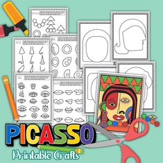 the printable worksheet for picasao is shown with scissors and paper