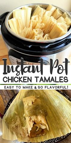 instant pot chicken tamales in the crockpot with text overlay