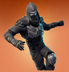 a stylized image of a man in a black suit and helmet with his arms out