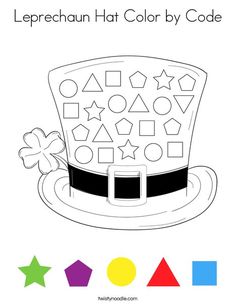 the leprechau hat color by code for children to learn how to draw