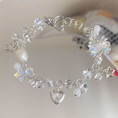 Handmade Star Bow Knot Beaded Bracelet Gorgeous Romantic Coquettish Bracelet Fairy Bracelets, Gelang Manik-manik, Gelang Manik, Beads Bracelet Design, Jewelry Accessories Ideas, Glass Style, Bow Knot, Pretty Bracelets, Fancy Jewelry