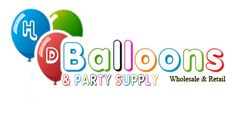 balloons and party supply logo with the words balloon's in multicolored letters