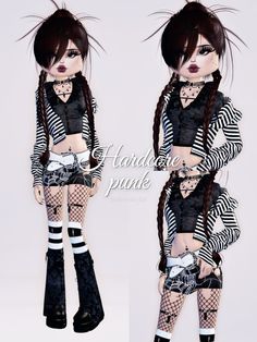 A punk fit for u💗 #punk #goth #scene #emo #rock #rockandroll #black #outfits #clothes Dti Hard Core Punk Theme, Hard Core Punk Outfit Dress To Impress, Hardcore Punk Dti Outfit, Dti Emo Outfit Idea, Emo Outfits Dress To Impress, Hardcore Punk Outfits, Punk Style Fitted Cosplay Dress, Emo Dress To Impress Outfit, Punk Show Outfits