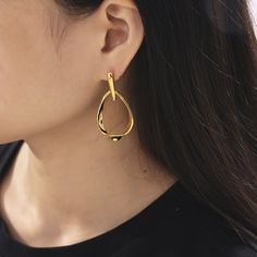 GEOMETRIC ELLIPTICAL EARRINGS Elegant Adjustable Geometric Jewelry, Adjustable Geometric Gold Jewelry, Modern Geometric Gold Earrings, Adjustable Minimalist Geometric Earrings, Elegant Adjustable Geometric Earrings, 18k Gold, Gold Plate, Plating, Gold