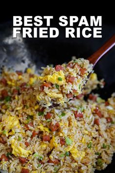 the best spam fried rice recipe is in a skillet