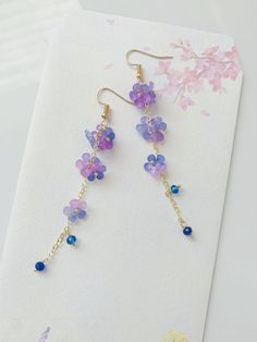 Cherry Blossom Purple Ombré Sakura Flower Japanese Earrings, Handmade Earrings, Aesthetic Earrings, Kawaii Earrings, Gift For Her Affordable Kawaii Earrings For Gifts, Cheap Kawaii Dangle Jewelry, Cheap Flower Charm Drop Earrings, Unique Purple Earrings Affordable, Cheap Traditional Flower Earrings For Women, Cheap Everyday Dangle Flower Earrings, Cheap Teardrop Flower Earrings With Ear Wire, Cheap Whimsical Flower Earrings, Cheap Minimalist Flower-shaped Jewelry