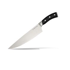 a black and white knife on a white background