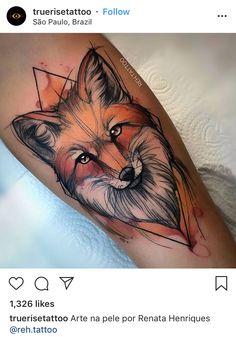 a fox tattoo on the arm