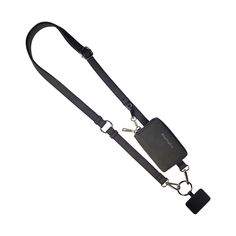 a black lanyard strap with a cell phone holder attached to the back of it