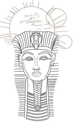 an egyptian pharaoh with the sun above it and clouds in the sky over his head