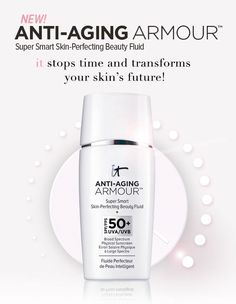 IT does it all! Anti-Aging Armour can be applied as your moisturizer, anti-aging serum, primer, skin-perfector and sunscreen. Shake well and apply one or more drops to clean skin, or over moisturizer for a flawless, radiant complexion. Anti Aging Secrets, Anti Aging Food, Natural Anti Aging, Sunscreen Spf 50, Anti Aging Ingredients, Anti Aging Tips, Anti Aging Beauty, Anti Aging Serum, Best Anti Aging