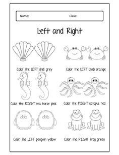 a printable worksheet for the letter and right hander with pictures of sea animals