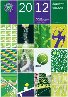 an advertisement for the 2012 australian open tennis championships, with images of people playing in different colors