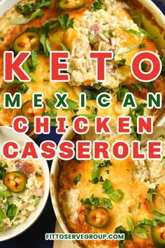 the mexican chicken casserole is topped with green peppers and cilantros