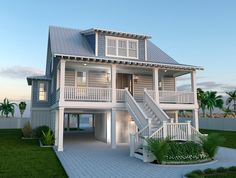 this is an artist's rendering of a two story house with stairs to the second floor