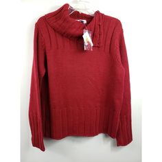 Vintage Westbound Biking Red Knit Long Sleeve Pullover Sweater Women L Large New. Split Cowl Neck Red Sweater For Cold Weather, Cozy Red Sweater For Cold Weather, Bohemian Long Sleeve Red Sweater, Red Long Sleeve Sweater With Button Closure, Retro Red Cotton Sweater, Red Christmas Sweater, Turquoise Sweater, Red Moisture-wicking Long Sleeve Outerwear, Red V-neck Sweater With Button Closure