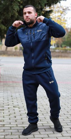 Warm, soft and comfortable, men's tracksuit perfectly suitable for cold winter days Material - three-point cotton - 80% cotton and 20% elastane Color - dark blue Spectacular patch made of sushlyak on the chest Four pockets on the top closing with decorative plastic zippers Two bottom pockets closed with decorative zippers The bottom ends with a stroke (elastic) on the leg, which protects the legs from getting wet Colors - dark blue and gray Size chart by weight : M - (65kg - 75kg) L - (75kg - 85kg) XL - (85kg - 95kg) XX - (95kg - 105kg) XXXL - (105kg - 115kg) XXXXL - (115kg - 130kg) Winter Cotton Tracksuit With Moisture-wicking, Winter Cotton Moisture-wicking Tracksuit, Winter Moisture-wicking Cotton Tracksuit, Winter Gym Cotton Tracksuit, Navy Winter Sports Tracksuit, Track Suit Men, Winter Days, Winter Clothes, Cold Winter