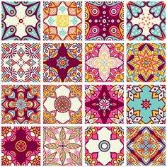 many different colored and patterned designs on a white background stock photo - 1307982