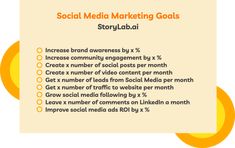 a piece of paper with the words social media marketing goals