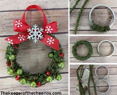 christmas wreath made out of scissors and ribbon