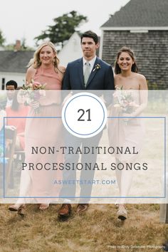 three people standing next to each other with the words 21 non - traditional professional songs