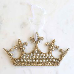 The Royal Standard The Royal Standard Diana Crown Ornament - Little Miss Muffin Children & Home Diana Crown, A Royal Christmas, Crown Ornament, Royal Christmas, Pearl Decorations, Gold Crown, Christmas Items, Gold Glitter, Royal Family