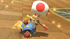 mario kart is riding on a toy motorcycle