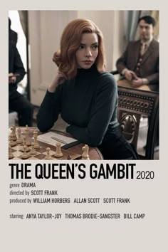 the queen's gambit poster is shown in black and white