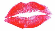 a red lipstick kiss on a white background