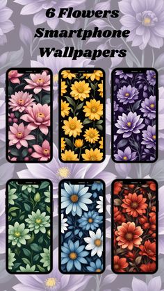 the flower phone wallpapers are all different colors and sizes, with flowers on them