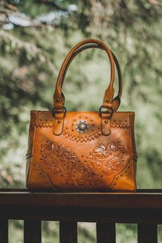 Lavawa Concealed Carry Embossed Concho Studs Tote Handbag Purse of lavawa-shopify – LAVAWA Western Purses And Handbags, Handbag Styles, Tooled Leather Handbags, Modern Handbag, Healthy Starbucks, Western Purses, Big Bags, Best Bags, Tooled Leather