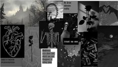 a collage of black and white images with various things in them that look like human body parts