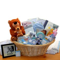 Deluxe Newborn Boy Gift Basket - Simply Unique Baby Gifts Tooth Keepsake, Baby Boy Gift Baskets, Baby Lullabies, Baby Picture Frames, Baby Basket, Welcome Home Baby, Baby Keepsake Box, Baby Bath Towel, Baby Shower Gift Basket