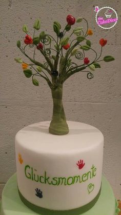 there is a cake decorated like a tree