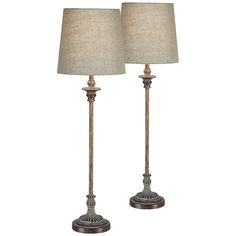 a pair of lamps sitting next to each other