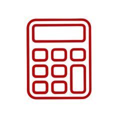 a red line drawing of a calculator