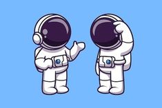 two cartoon astronauts giving thumbs up to each other on a blue background with the caption space shuttle