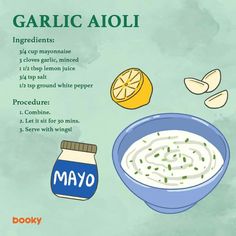 an illustrated recipe for garlic aioli