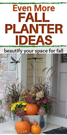 fall planter ideas front porches Round Planter Ideas, Fall Porch Planter Ideas, Window Planter Box Ideas, Fall Planters Front Porches, Planter Ideas Outdoor, Geraniums In Pots, Autumn Planters, Doorway Ideas, Planters For Shade